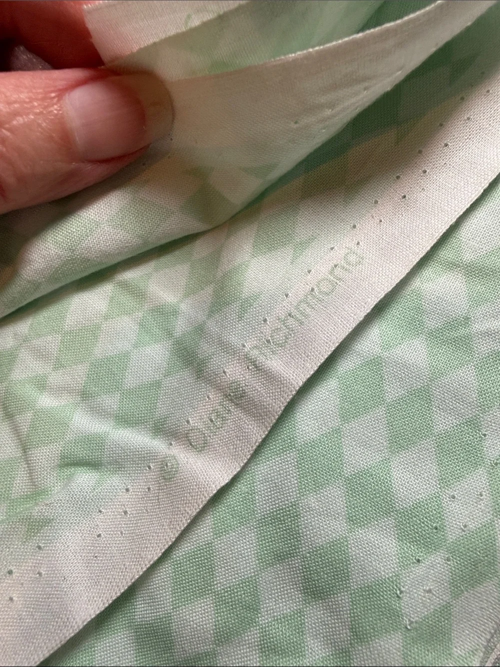 6yds Soft Mint Diamond & 1 yd blue and green Cotton Fabric